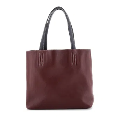 Pre-owned Hermes  Hermes Double Sens Tote Veau Sikkim 28 In Red