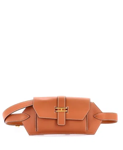 Pre-owned Pre-owned Hermes  Hermes Elan Pocket 24 Belt Bag Swift In Brown