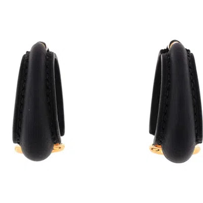 Pre-owned Hermes  Hermes Epure Equestre Earrings Leather With Metal Large In Black