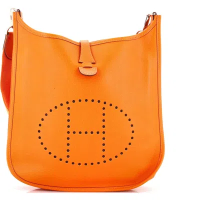 Pre-owned Hermes  Hermes Evelyne Bag Gen Ii Epsom Pm In Orange