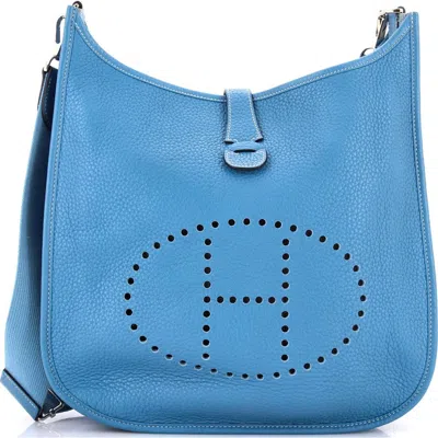 Pre-owned Hermes  Hermes Evelyne Bag Gen Iii Clemence Gm In Blue