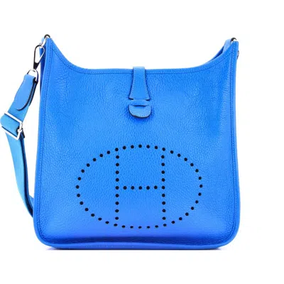 Pre-owned Hermes  Hermes Evelyne Bag Gen Iii Clemence Pm In Blue