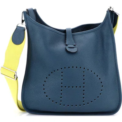 Pre-owned Hermes  Hermes Evelyne Bag Gen Iii Clemence Pm In Blue