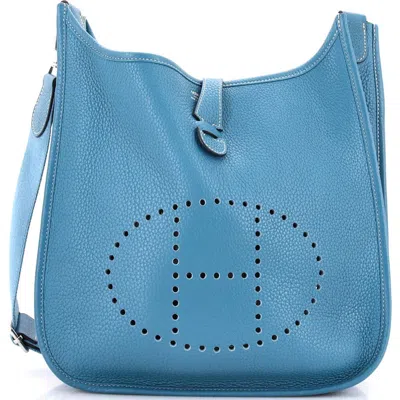 Pre-owned Hermes  Hermes Evelyne Bag Gen Iii Clemence Pm In Blue