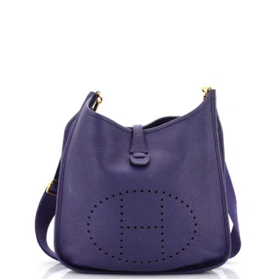 Pre-owned Hermes  Hermes Evelyne Bag Gen Iii Clemence Pm In Blue