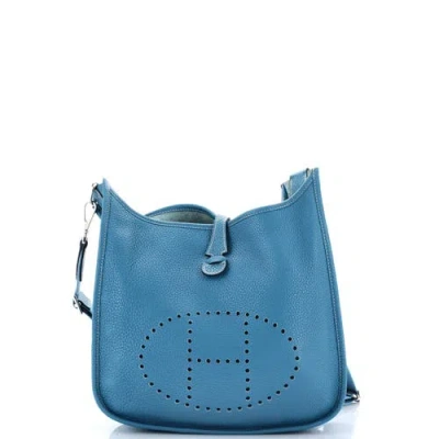 Pre-owned Hermes  Hermes Evelyne Bag Gen Iii Clemence Pm In Blue