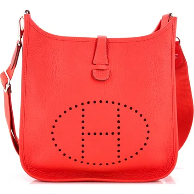 Pre-owned Hermes  Hermes Evelyne Bag Gen Iii Clemence Pm In Red