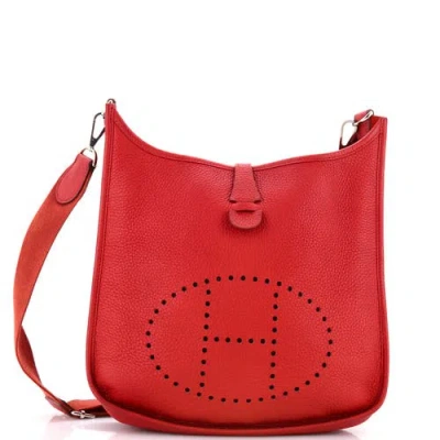 Pre-owned Hermes  Hermes Evelyne Bag Gen Iii Clemence Pm In Red