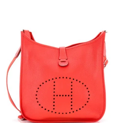 Pre-owned Hermes  Hermes Evelyne Bag Gen Iii Clemence Pm In Red