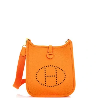 Pre-owned Hermes  Hermes Evelyne Bag Gen Iii Clemence Tpm In Orange