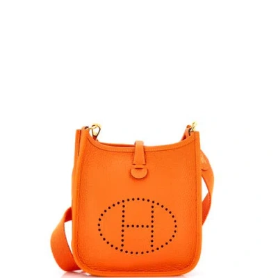 Pre-owned Hermes  Hermes Evelyne Bag Gen Iii Clemence Tpm In Orange
