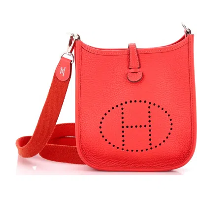 Pre-owned Hermes  Hermes Evelyne Bag Gen Iii Clemence Tpm In White