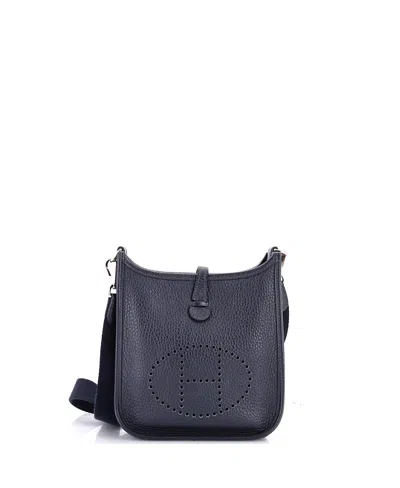Pre-owned Pre-owned Hermes  Hermes Evelyne Clemence Leather Crossbody Bag In Navy Blue