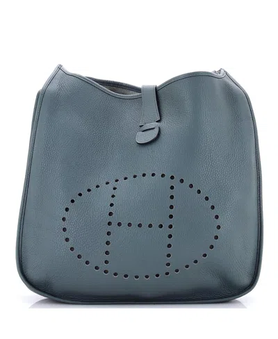 Pre-owned Pre-owned Hermes  Hermes Evelyne Iii Clemence Leather Crossbody In Blue