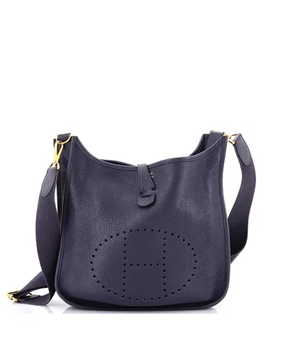 Pre-owned Pre-owned Hermes  Hermes Evelyne Iii Clemence Leather Crossbody In Blue