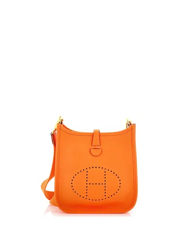 Pre-owned Pre-owned Hermes  Hermes Evelyne Perforated Leather Crossbody In Orange