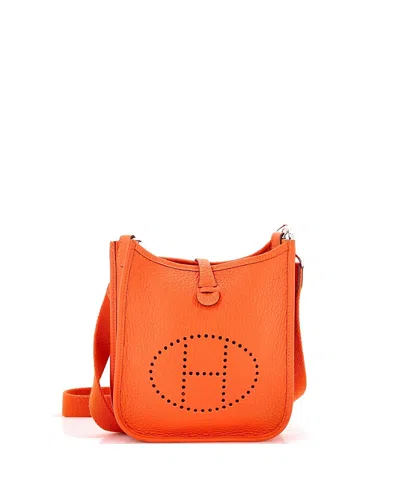 Pre-owned Pre-owned Hermes  Hermes Evelyne Tpm Clemence Leather Crossbody Bag In Orange