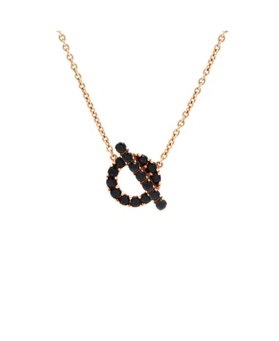 Pre-owned Pre-owned Hermes  Hermes Finesse Pendant Necklace 18k Rose Gold And Black Spinels, 16 In Pink
