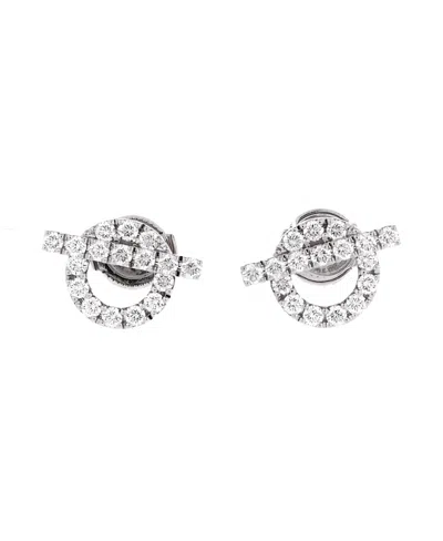 Pre-owned Pre-owned Hermes  Hermes Finesse Stud Earrings 18k White Gold And Diamonds