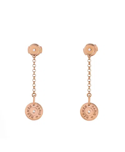Pre-owned Pre-owned Hermes  Hermes Gambade Clou De Selle Earrings 18k Rose Gold With Diamonds