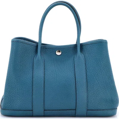 Pre-owned Hermes  Hermes Garden Party Tote Leather 30 In Blue
