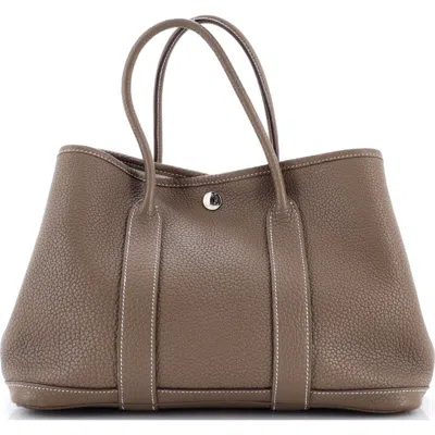 Pre-owned Hermes  Hermes Garden Party Tote Leather 30 In Brown