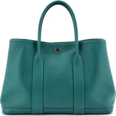 Pre-owned Hermes  Hermes Garden Party Tote Leather 30 In Green