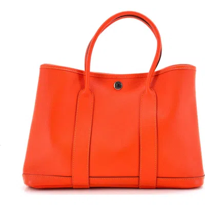 Pre-owned Hermes  Hermes Garden Party Tote Leather 30 In Orange