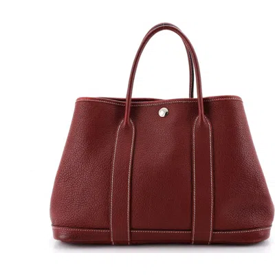 Pre-owned Hermes  Hermes Garden Party Tote Leather 30 In Red