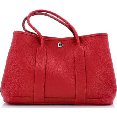 Pre-owned Hermes  Hermes Garden Party Tote Leather 30 In Red