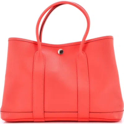 Pre-owned Hermes  Hermes Garden Party Tote Leather 30 In Red