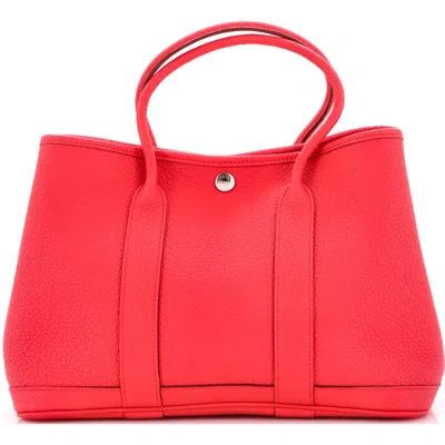 Pre-owned Hermes  Hermes Garden Party Tote Leather 30 In Red