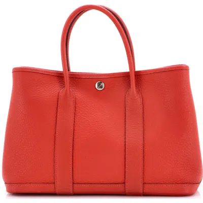 Pre-owned Hermes  Hermes Garden Party Tote Leather 30 In Red