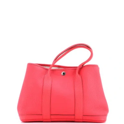 Pre-owned Hermes  Hermes Garden Party Tote Leather 30 In Red