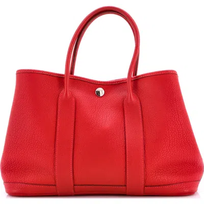 Pre-owned Hermes  Hermes Garden Party Tote Leather 30 In Red