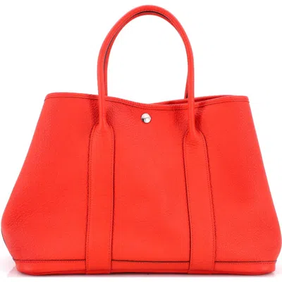 Pre-owned Hermes  Hermes Garden Party Tote Leather 36 In Red
