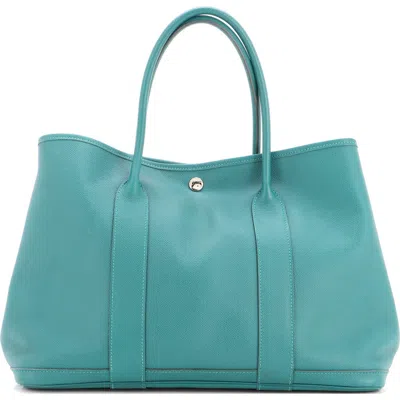 Pre-owned Hermes  Hermes Garden Party Tote Leather 36 In Blue