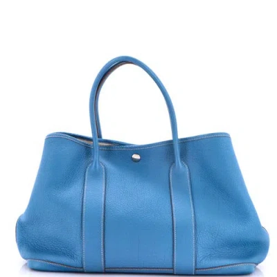Pre-owned Pre-owned Hermes  Hermes Garden Party Tote Leather 36 In Blue