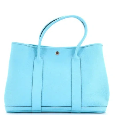 Pre-owned Pre-owned Hermes  Hermes Garden Party Tote Leather 36 In Blue