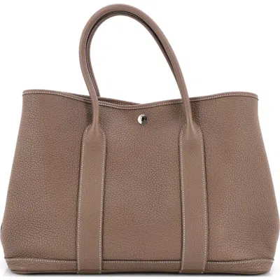 Pre-owned Hermes  Hermes Garden Party Tote Leather 36 In Brown