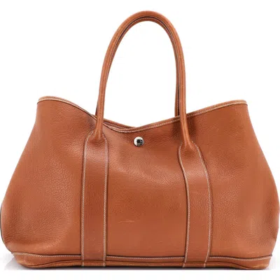 Pre-owned Hermes  Hermes Garden Party Tote Leather 36 In Brown