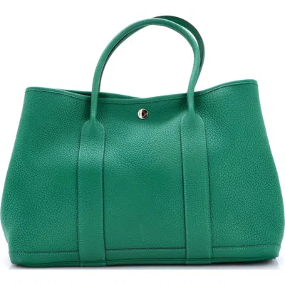 Pre-owned Hermes  Hermes Garden Party Tote Leather 36 In White