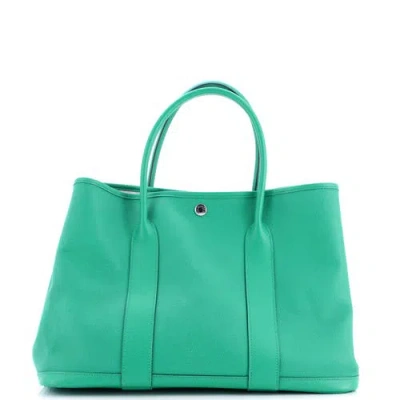 Pre-owned Hermes  Hermes Garden Party Tote Leather 36 In Green