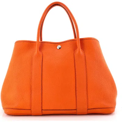 Pre-owned Hermes  Hermes Garden Party Tote Leather 36 In Orange