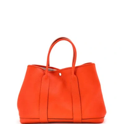 Pre-owned Hermes  Hermes Garden Party Tote Leather 36 In Orange