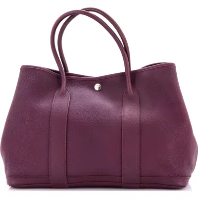 Pre-owned Hermes  Hermes Garden Party Tote Leather 36 In Purple
