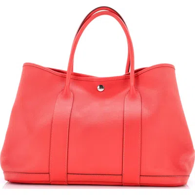 Pre-owned Hermes  Hermes Garden Party Tote Leather 36 In Red