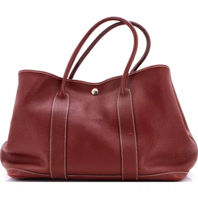 Pre-owned Hermes  Hermes Garden Party Tote Leather 36 In Red