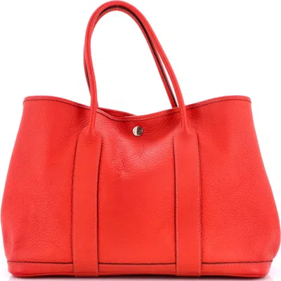 Pre-owned Hermes  Hermes Garden Party Tote Leather 36 In Red