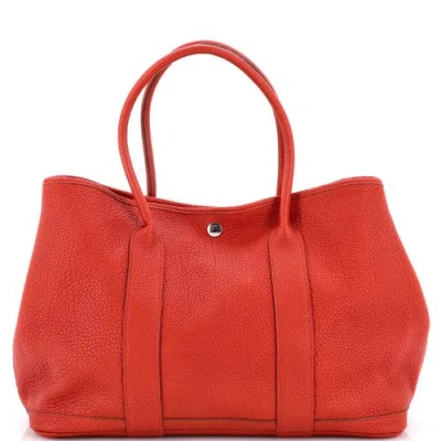 Pre-owned Hermes  Hermes Garden Party Tote Leather 36 In Red